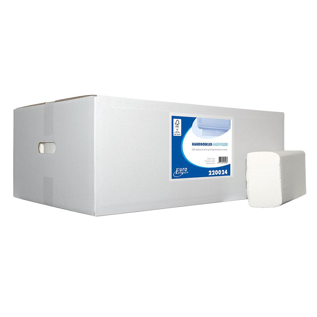 MTS – Multifold handdoekpapier Cellulos Wit 2-laags 24x20,6cm – 25x150stuks
