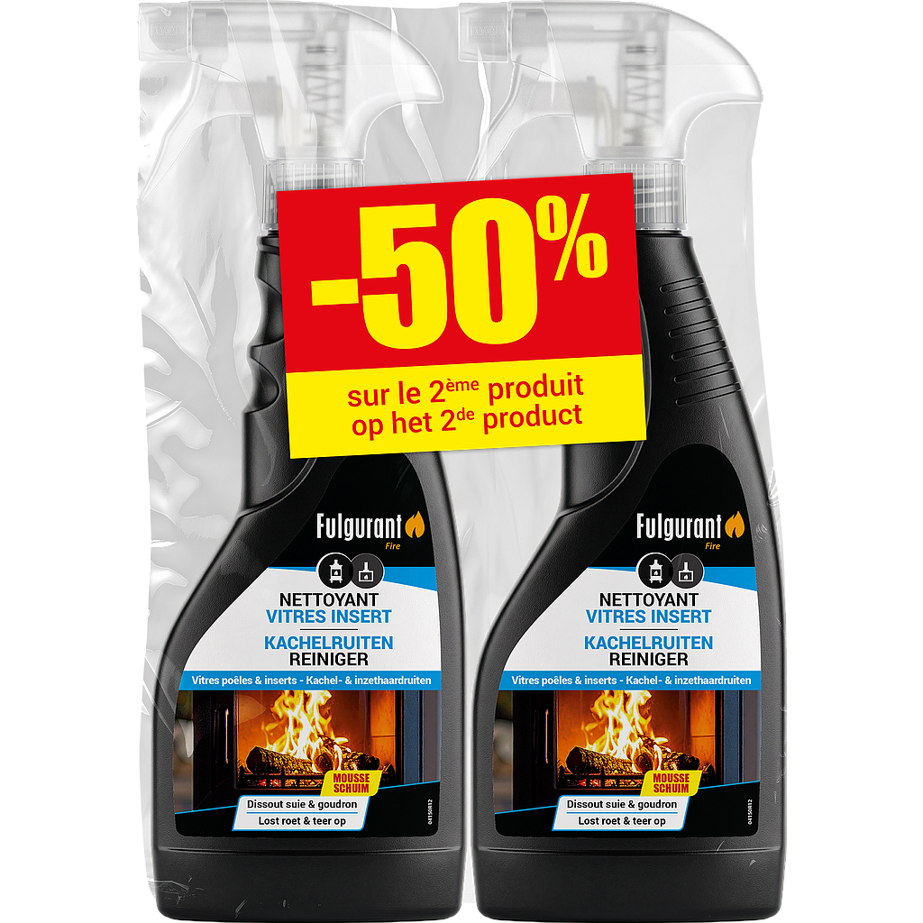 FULGURANT FIRE - DUO PACK -50% - Nettoyant vitres insert mousse vapo 450 ml