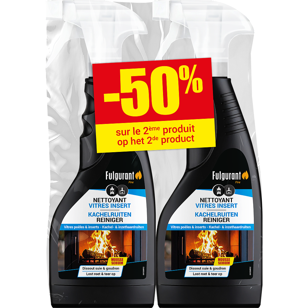 FULGURANT FIRE - DUO PACK -50% - Nettoyant vitres insert mousse vapo 450 ml