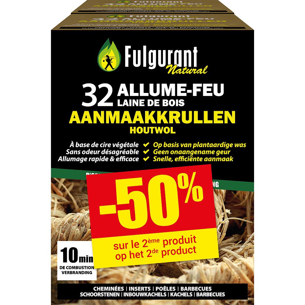 DUO PACK  FULGURANT VUURAANMAKER IN HOUTWOL 32ST 2DE A 50%
