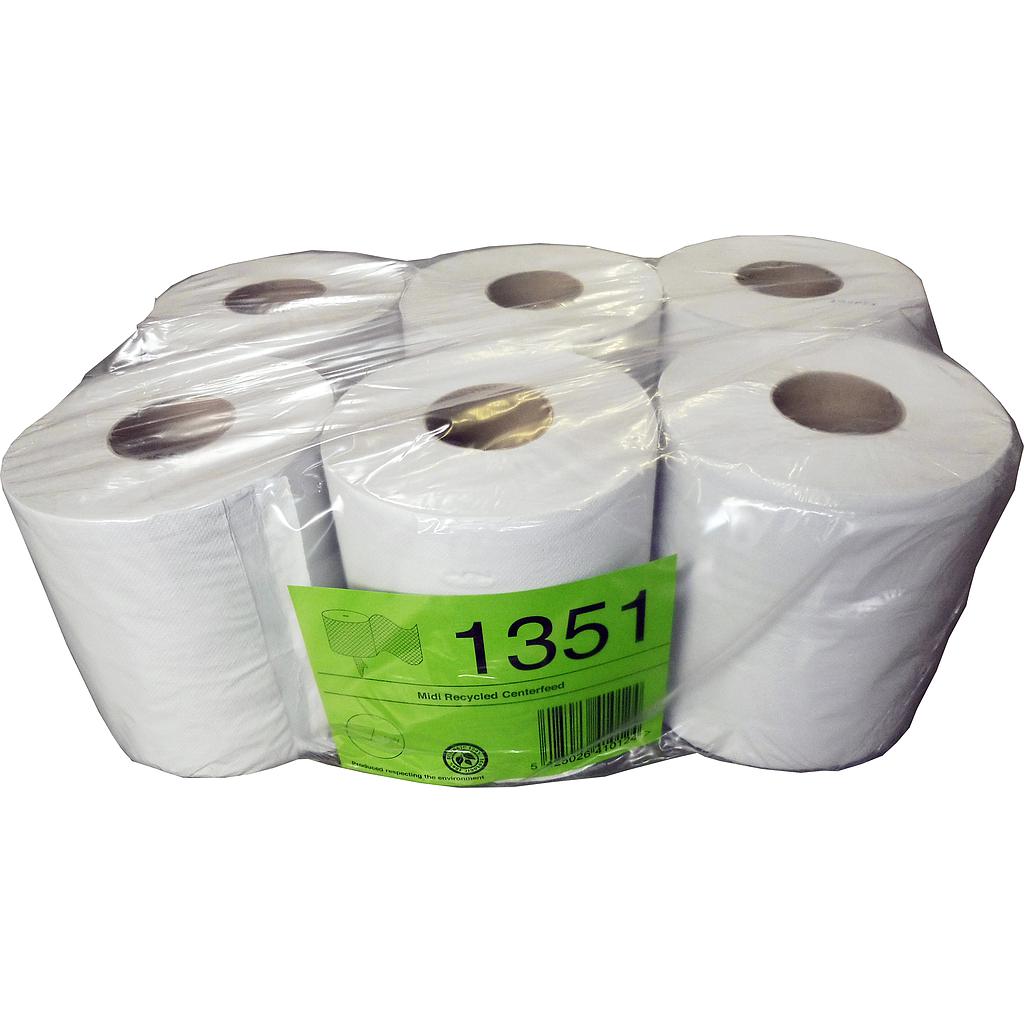 Papieren handdoeken Midi Wit 1 laags 300M x 20cm 6 stuks