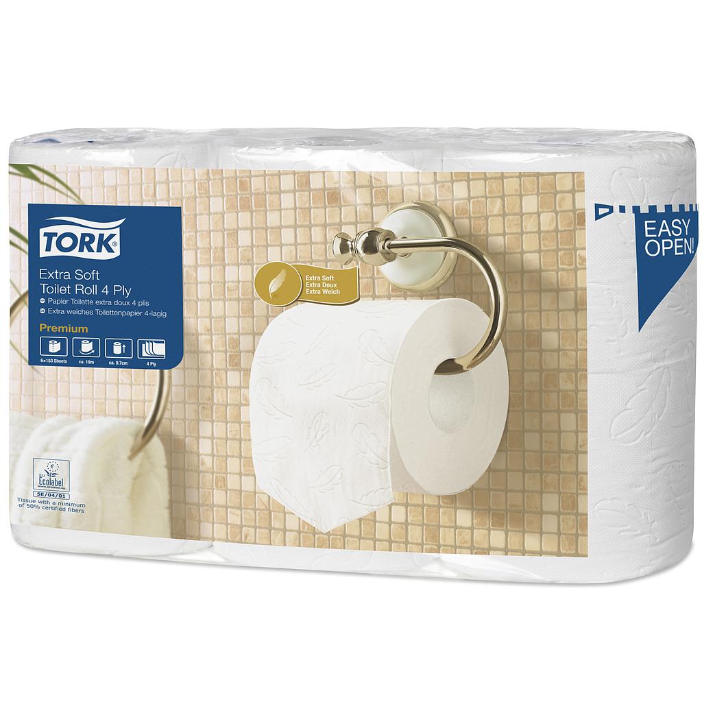 Papier Toilette Rouleau Tradl Extra Doux 4 plis Blanc 150 Coupons T4 Premium 7 x 6