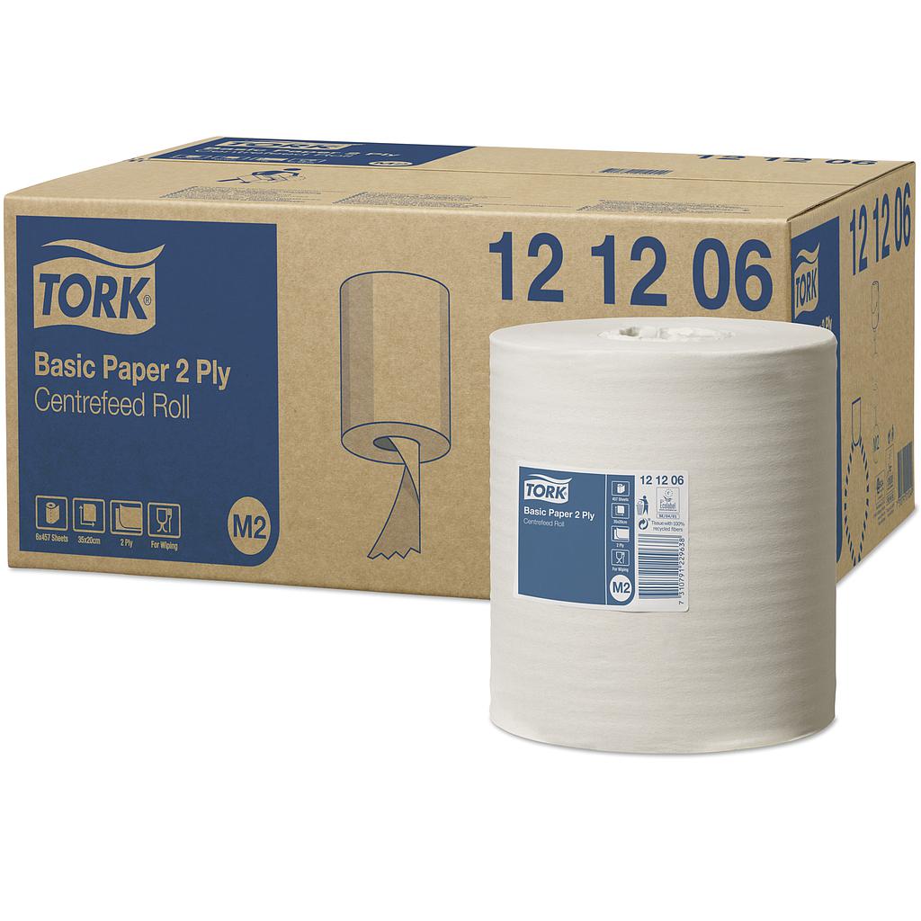Tork Basic Rouleau a Dévidage Central  Chiffon D'Essuyage M2 Universal - 2 plis - 160M x 20cm - 6 pces