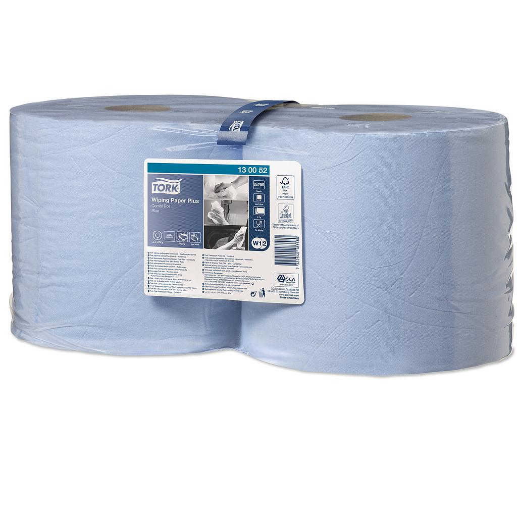 Tork Wiping Rouleau D'Essuyage 2 plis - 255m*23,5cm Blue W1/W2 - 2 pces